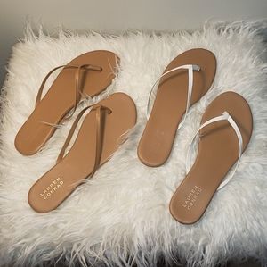 2 pair Lauren Conrad Leather flip flop sandals